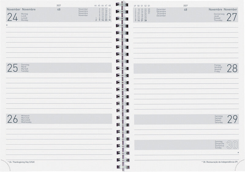 Biella Dispo Term Agenda – 1 Woche/2 Seiten, Spiralbindung, 14,5 × 20,5 cm, 2026, mehrsprachig, FSC