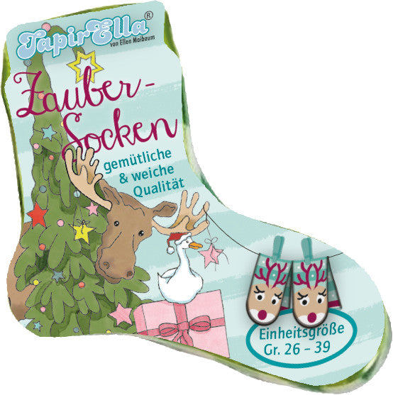 Tapirella Zauber-Socken Rentier, mehrfarbig, Baumwolle, 6,8 × 28 cm