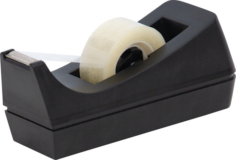 Q-Connect Tischabroller – für Rollenbreite bis 19 mm, für Bandlänge bis 33 m, rutschfest, Metallmesser