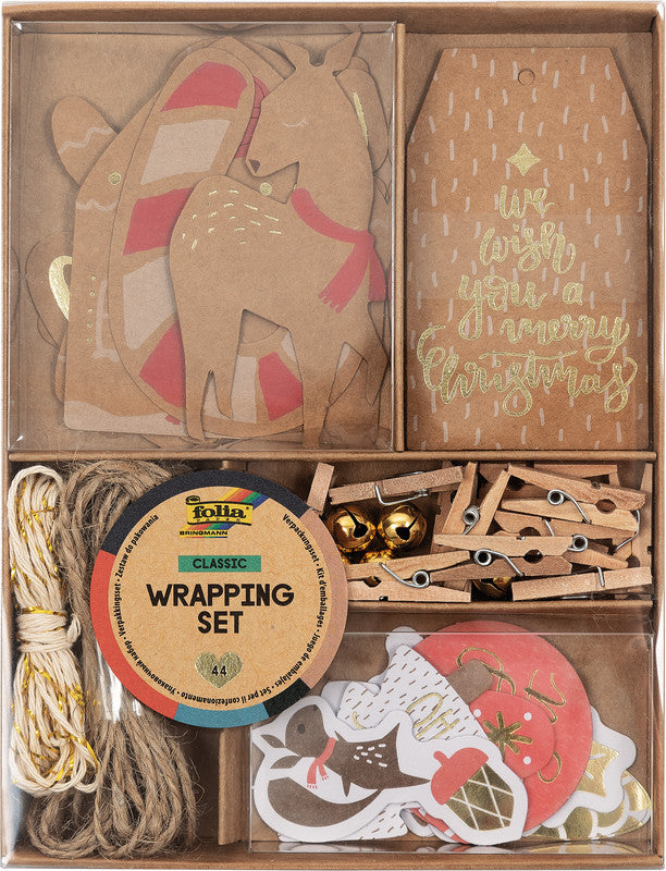 Folia Geschenketiketten – Merry Christmas – Set: 12 Hangtags, 12 Sticker – Karton, Goldprägung – Bogen 157 × 120 mm