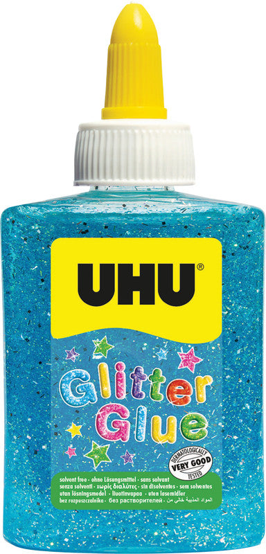 UHU Glitzerkleber – Blau – 88,5 ml – Auswaschbar, Lösungsmittelfrei – Für Basteln
