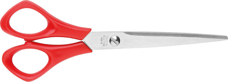 Lerche Universalschere – 16,0 cm, Edelstahl, für Rechts- und Linkshänder, spitz, Kunststoff, rot