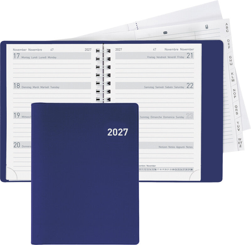 Biella Memento Agenda – 1 Woche/2 Seiten, Wire-O, 10,1 × 14,2 cm, 2027, mehrsprachig, FSC