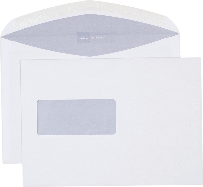Elco Couvert C5, Fenster links, Nassklebung, weiss, 100 g/m² – 500 Stk.