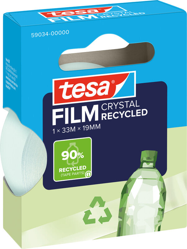 TESA Büro-Klebeband eco & crystal – permanent, Kunststoff, 19 mm × 33 m, transparent, 1 Rolle