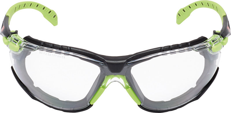 3M Solus Schutzbrille – Antibeschlag, Kratzfest, Rahmen Grün/Schwarz, Kunststoff, Inkl. Stoffetui