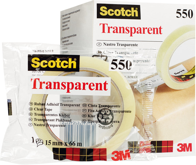 Scotch Klebeband – permanent, klar, Kunststoff, 19 mm × 66 m, Kern Ø 76 mm