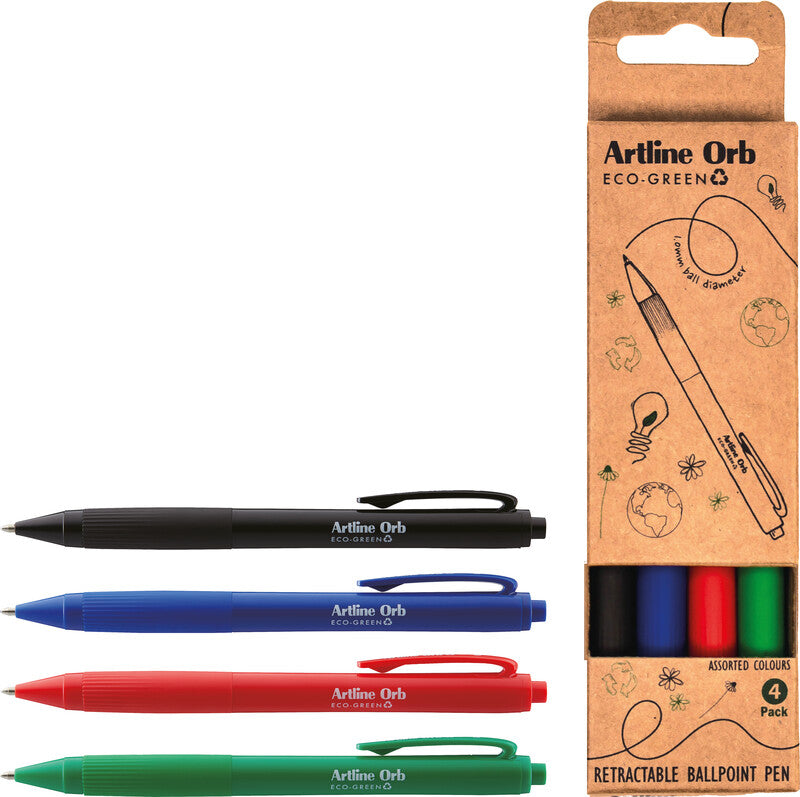 Artline Kugelschreiber – schwarz, rot, blau, grün, Kunststoff – 4 Stk.