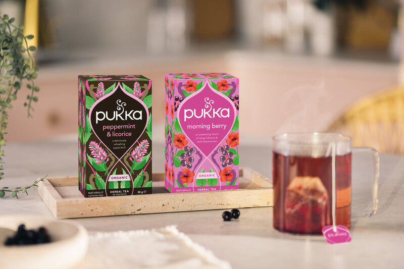 Pukka Teebeutel – Morning Berry – Früchtetee, Bio, kompostierbar – 20 Beutel