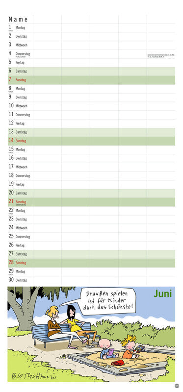 Heye Familienplaner Butschkow – für Familien – 5 Spalten – Deutsch – 2026 – Spiralbindung, Aufhänger – 21 × 45