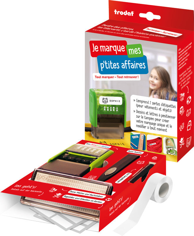 Trodat Motivstempel Deine Dinge – selbstfärbend, 8 Motive, schwarz, französisch