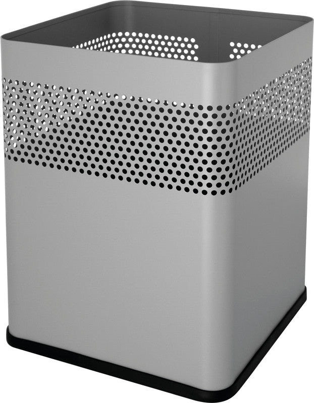Helit Papierkorb the dot – 18 l – Stahl, silber – Ø 240 × H 325 mm