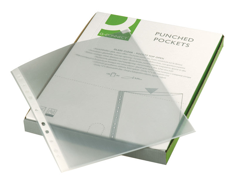 Q-CONNECT Sichtmappe A4 – transparent, Polypropylen, glänzend, 50 µm, 100er-Pack