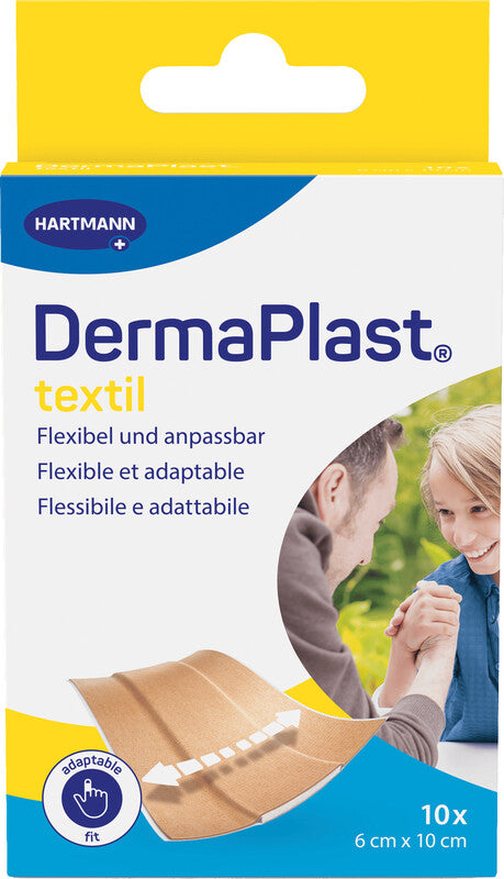 DermaPlast Pflaster – hypoallergen, zuschneidbar – braun – Textil – 60 × 100 mm – 10 Stk.