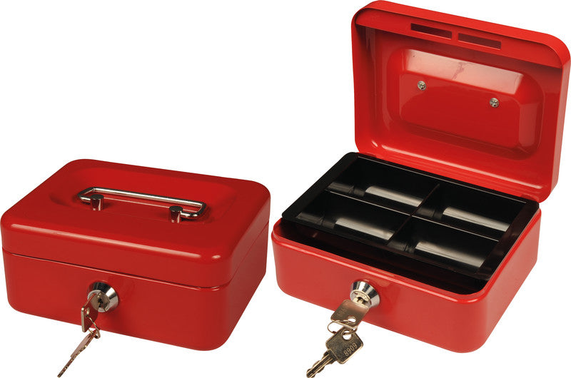 Q-Connect – Geldkassette – mit Schlüssel – 15,3 × 12 × 7 cm – Rot – Stahl