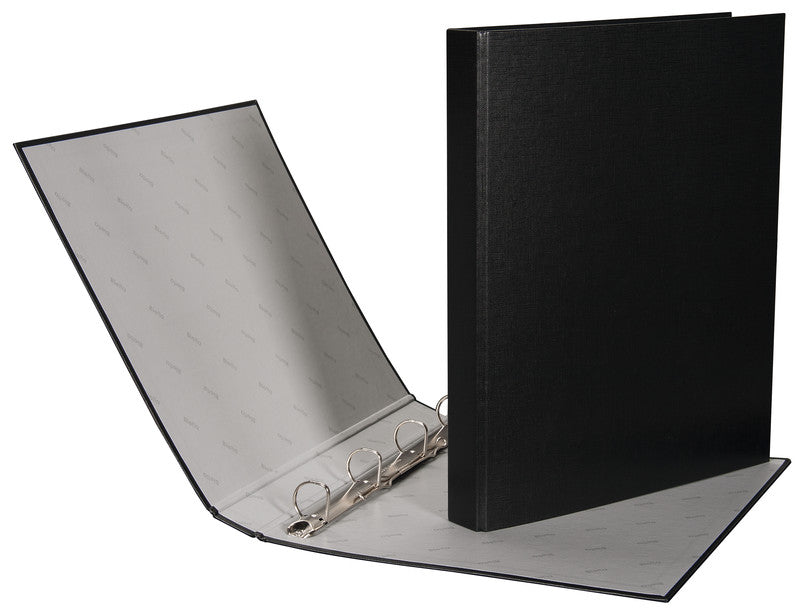 Biella Ringbuch Ringo-Plast – A4 Hochformat – 4-Ring-Kombi-Mechanik, Ø 20 mm – Schwarz, Karton, mit Niederhalter