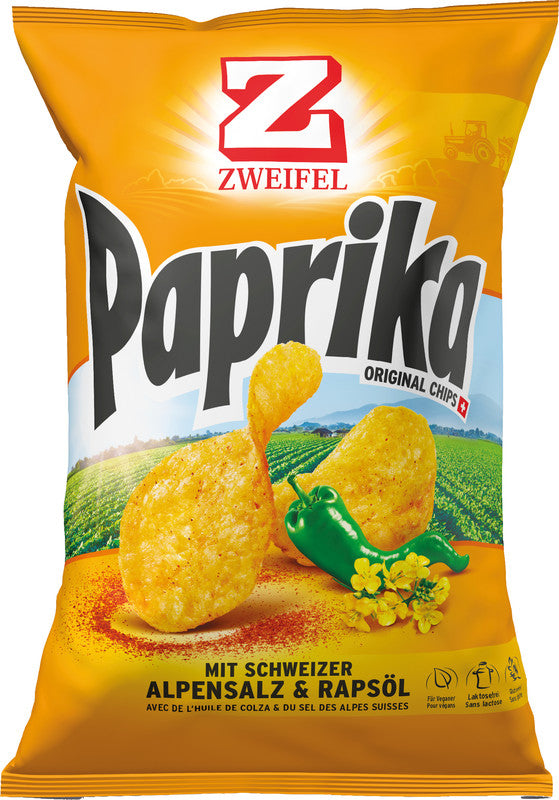 Zweifel Chips – Paprika, vegan, glutenfrei, Beutel, 175 g