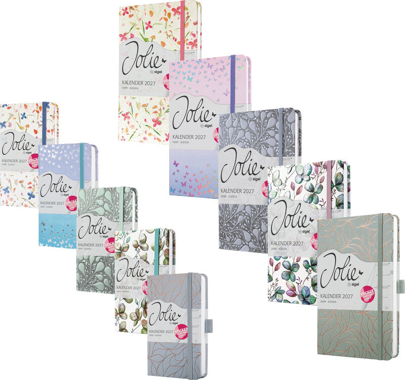 Sigel JOLIE Agenda – 1 Woche/2 Seiten, gebunden, A5, 2027, Twilight Green, FSC