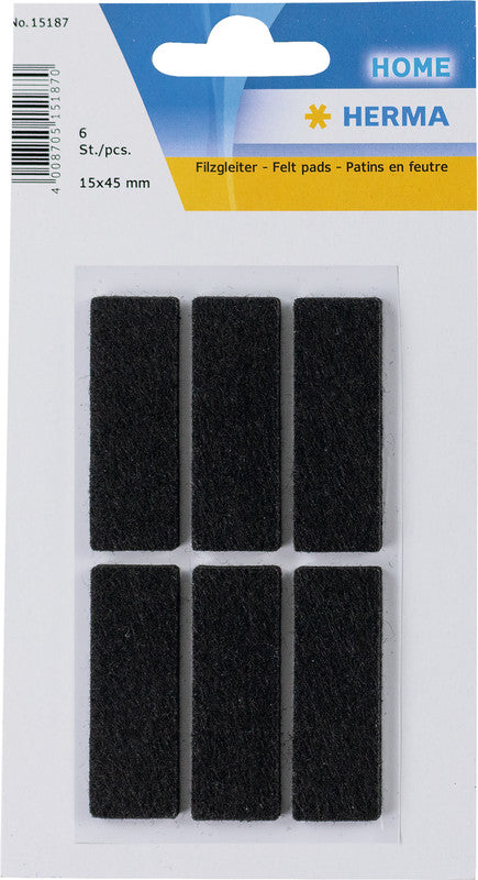 HERMA Filzgleiter – Filz, schwarz – 6er-Pack