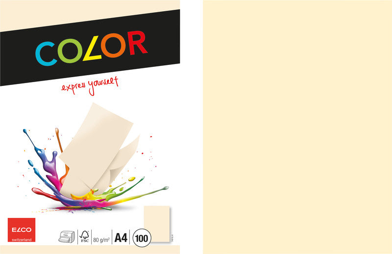 Elco Kopierpapier – A4, 80 g/m², Hellchamois – für Inkjet/Laser/Kopierer – FSC – 100 Blatt