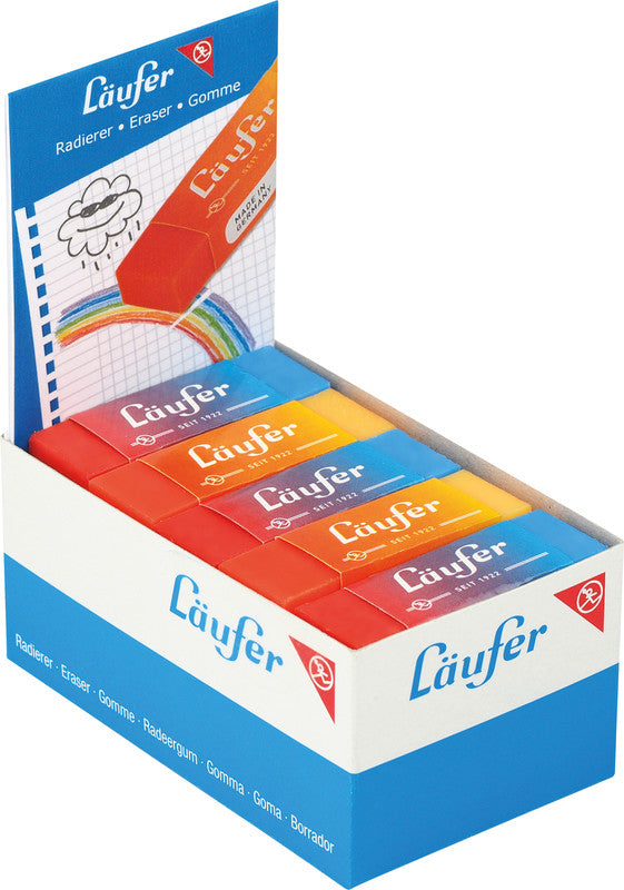 Läufer Radierer – für Bleistifte und Farbstifte – 65 × 12 × 21 mm – Kunststoff – sortiert