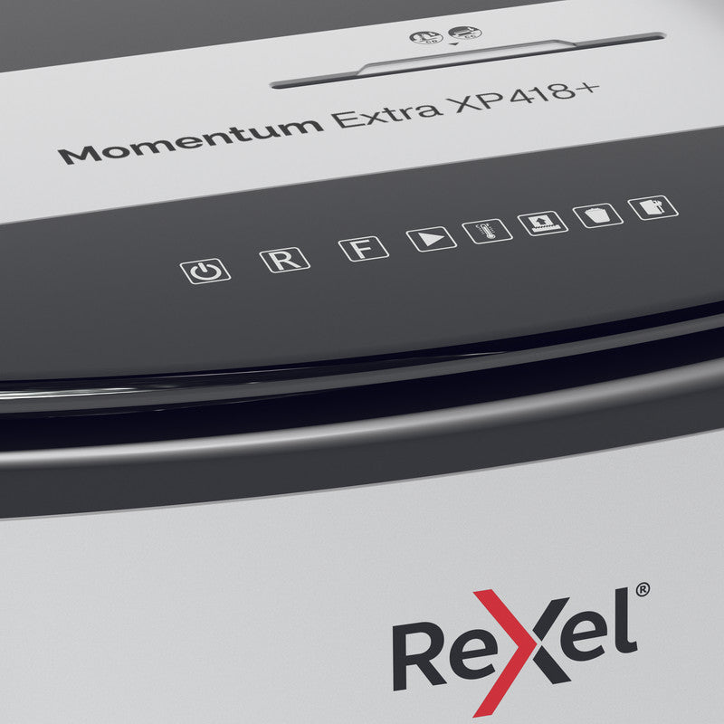 Rexel Momentum Extra XP418+ – Aktenvernichter, DIN P-4, Partikelschnitt 4 × 35 mm, 18 Blatt, 45 l, A4