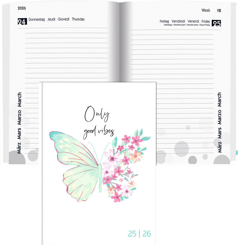 Biella mydiary Schüleragenda – 1 Tag/Seite, gebunden, 12 × 16,5 cm, Aug–Jul, Style, FSC