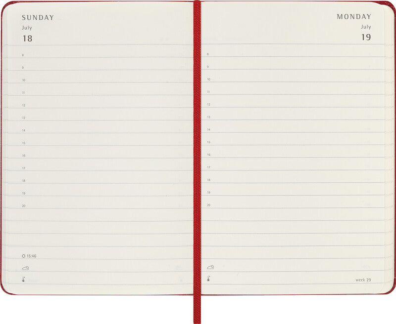 Moleskine Tagesagenda – 1 Tag pro Seite, gebunden, 9,0 × 14,0 cm, 2027, 1-h-Takt, scharlachrot, FSC