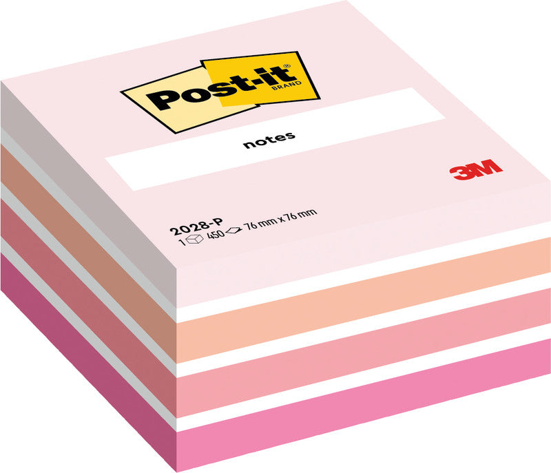 Post-it Haftnotizen – 76×76 mm – Pastellpink, 450 Blatt, PEFC
