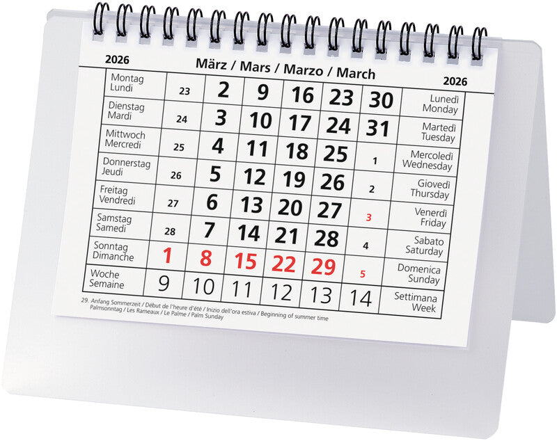Biella Kalender-Einlage – 1 Monat/1 Seite, 14,8 × 10,5 cm, 2026, FSC