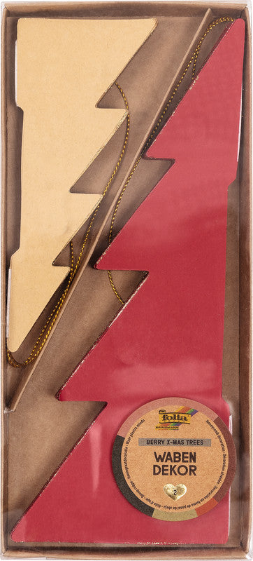 Folia Wabendekor Tanne S/M, Papier, rot/beige, 11 × 13 cm und 17 × 20 cm, 2er-Set – Berry – FSC, eco:plus