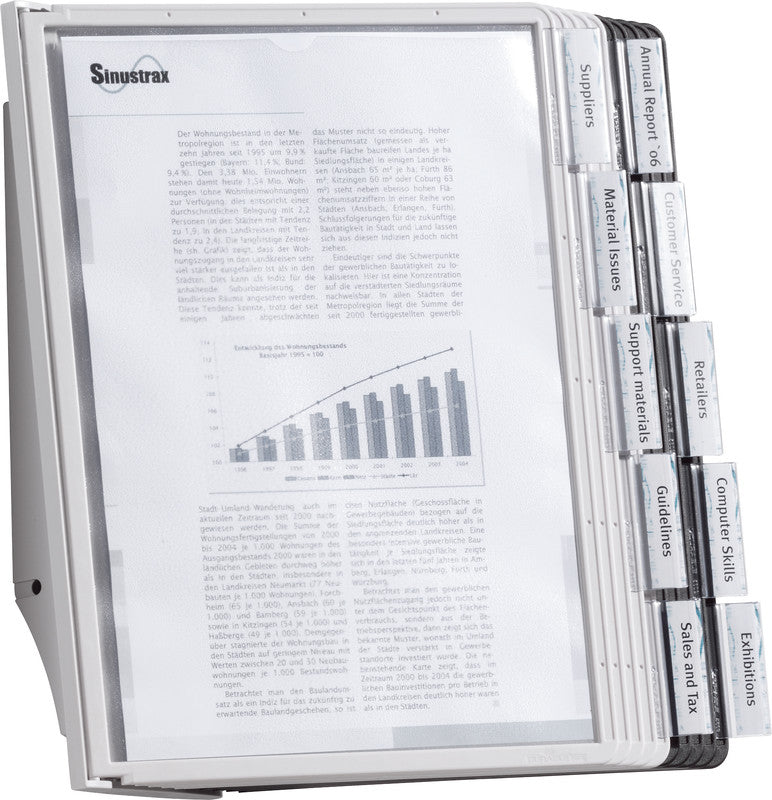 Durable Sichttafelsystem Sherpa Wall – 260 × 385 mm, grau, Kunststoff, für A4, 10er-Pack