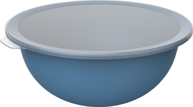 Rotho Schüssel Caruba – 4,8 l – mit Deckel, stapelbar, spülmaschinenfest – PP – blau – 32,2 × 13,3 × 30,5 cm