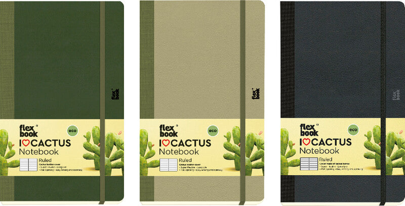 Flexbook Notizbuch – 130 × 210 mm – 192 Seiten – 100 g/m² – gebunden, Gummiband, abgerundete Ecken, grün