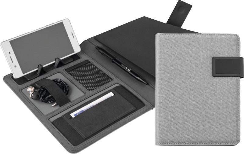 Black maxx Blackmaxx Konferenzmappe – A5, Visitenkartenfach, Textil, Grau