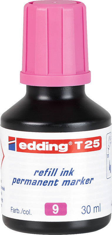 Edding Nachfüllfarbe für Edding Permanent Marker – Pink, geruchsarm, wasserfest, lichtbeständig, 30 ml