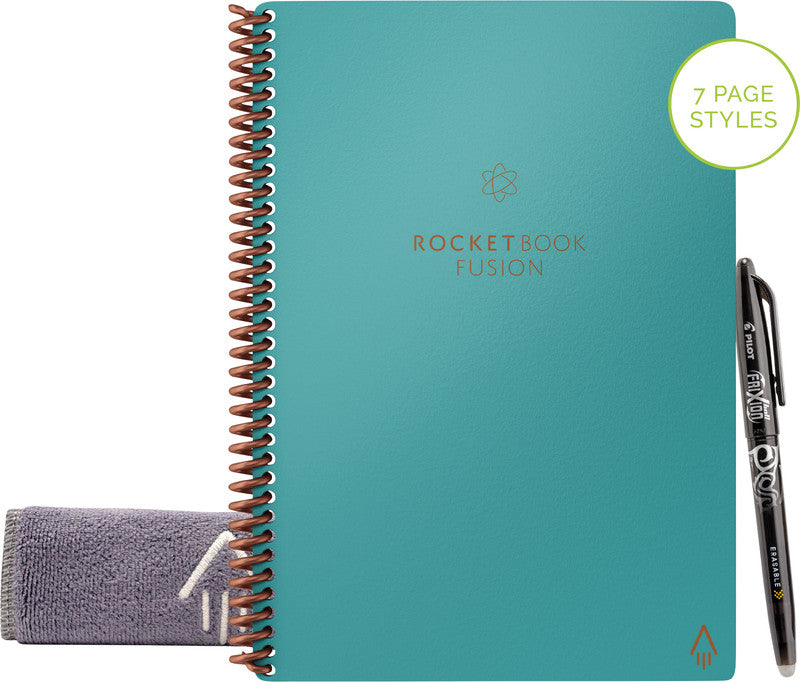 Rocketbook Spiralbuch, A5, Punktraster und liniert, 42 Seiten, 90 g/m² – türkis, für Rocketbook App
