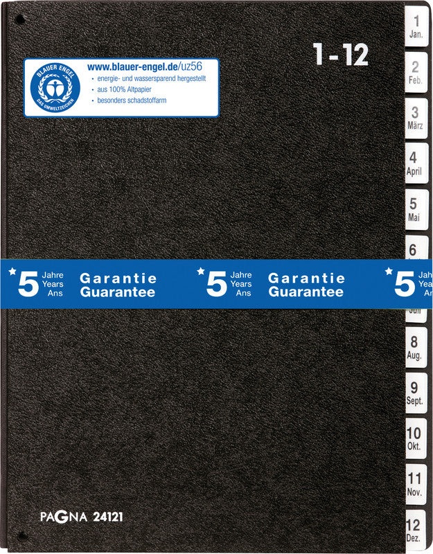 Pagna Sammelmappe für A4, Karton, Schwarz, mit Leinwandrücken