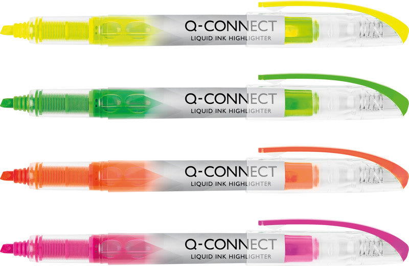 Q-CONNECT Textmarker Set 4 Farben – Keilspitze, 1–4 mm