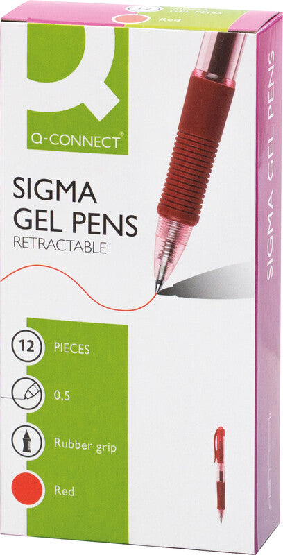 Q-CONNECT Sigma Gel Gelschreiber – rot, 0,7 mm, Druck, nachfüllbar