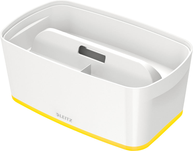 Leitz Aufbewahrungsbox – Kunststoff, Weiss/Gelb, 31,8 × 12,8 × 19,1 cm