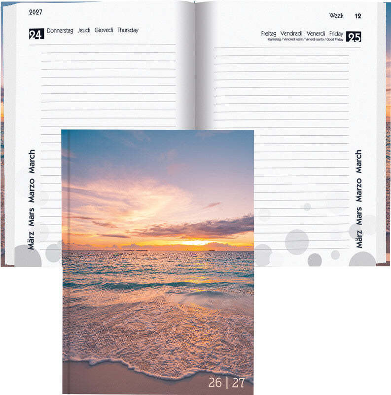 Biella mydiary Schüleragenda – 1 Tag/Seite, gebunden, 12 × 16,5 cm, Aug–Jul, Sunset, FSC
