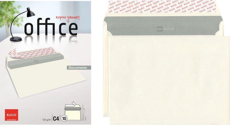 Elco Seitenfaltentasche C4, ohne Fenster, selbstklebend, beige, 120 g/m², 20 mm Falte – 10 Stk.