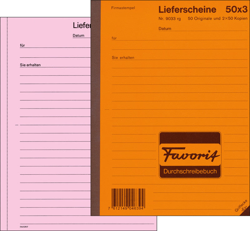 Favorit Formularblock – Lieferscheine, Deutsch, 50 Blatt, A5