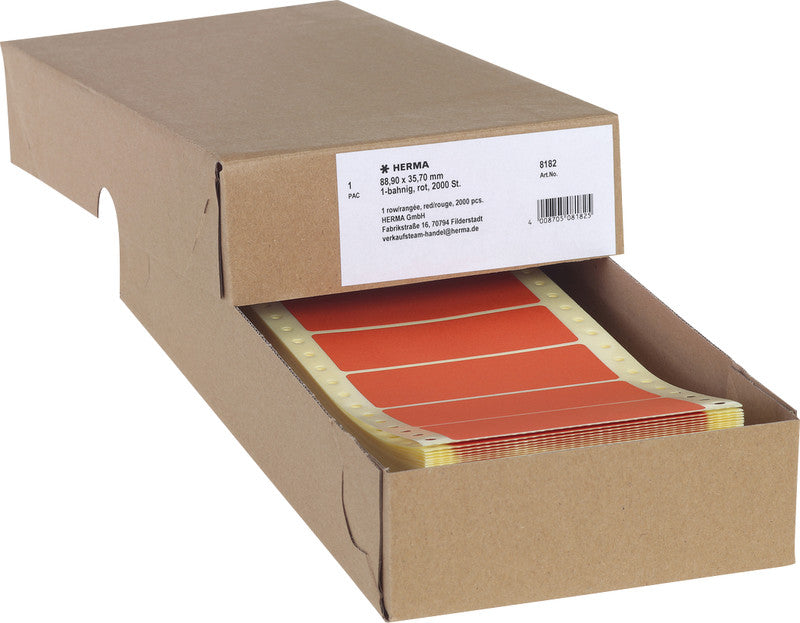 HERMA Computer-Etiketten, 89 mm × 36 mm, rot, Papier, permanent, 2000 Etiketten
