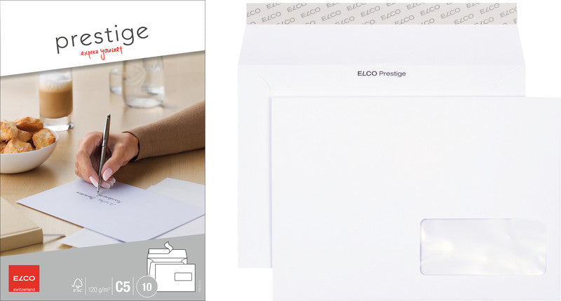 Elco Couvert C5, Fenster rechts, Haftklebung, weiss, 120 g/m² – 10 Stk.
