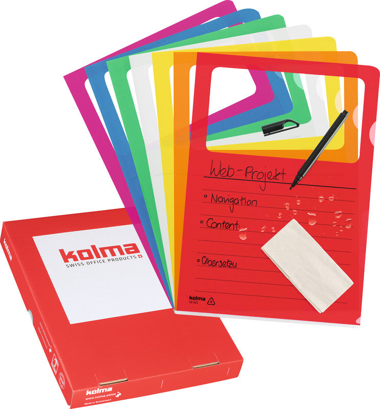 Kolma Sichtmappe A4 – Orange, Kunststoff, glänzend, 130 µm, 10er-Pack