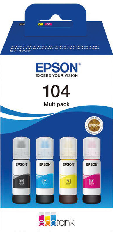 Epson Tintenpatronen-Multipack 104, CMYK, 4er-Pack