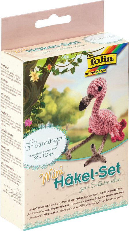 Folia Bastelset Häkeln Flamingo – ab 8 Jahren – 80–100 mm