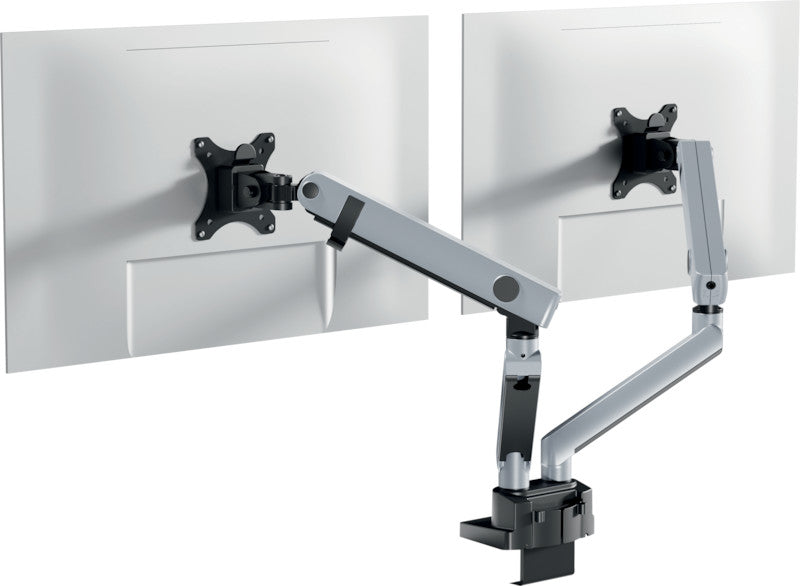 Durable Select Plus – Monitorarm, 2 Monitore, Tischklemme – bis 32", VESA 75 × 75/100 × 100 mm, Gasfeder